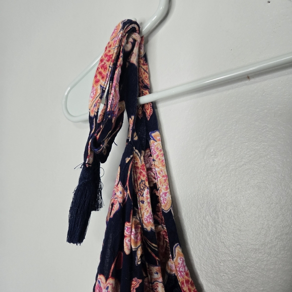 Old Navy Blue Tie-Shoulder Tasseled Floral-Print All-Day Maxi Swing Dress XXL - Picture 8 of 10